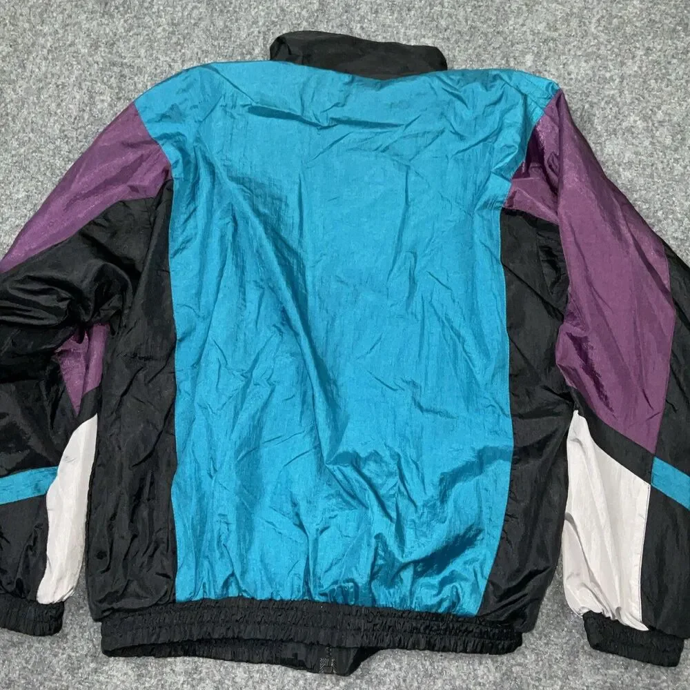 Sunterra Vintage Jacket Youth L Black Teal Purple Ski Outdoors Full Zip Pockets